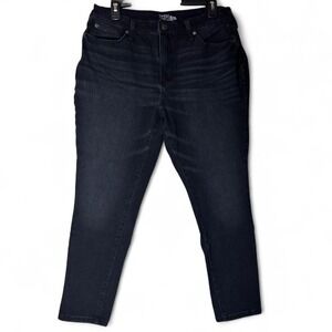 Time & Tru Womens Jeans Size 14 Petite High Rise Curvy Black Denim Faded Skinny